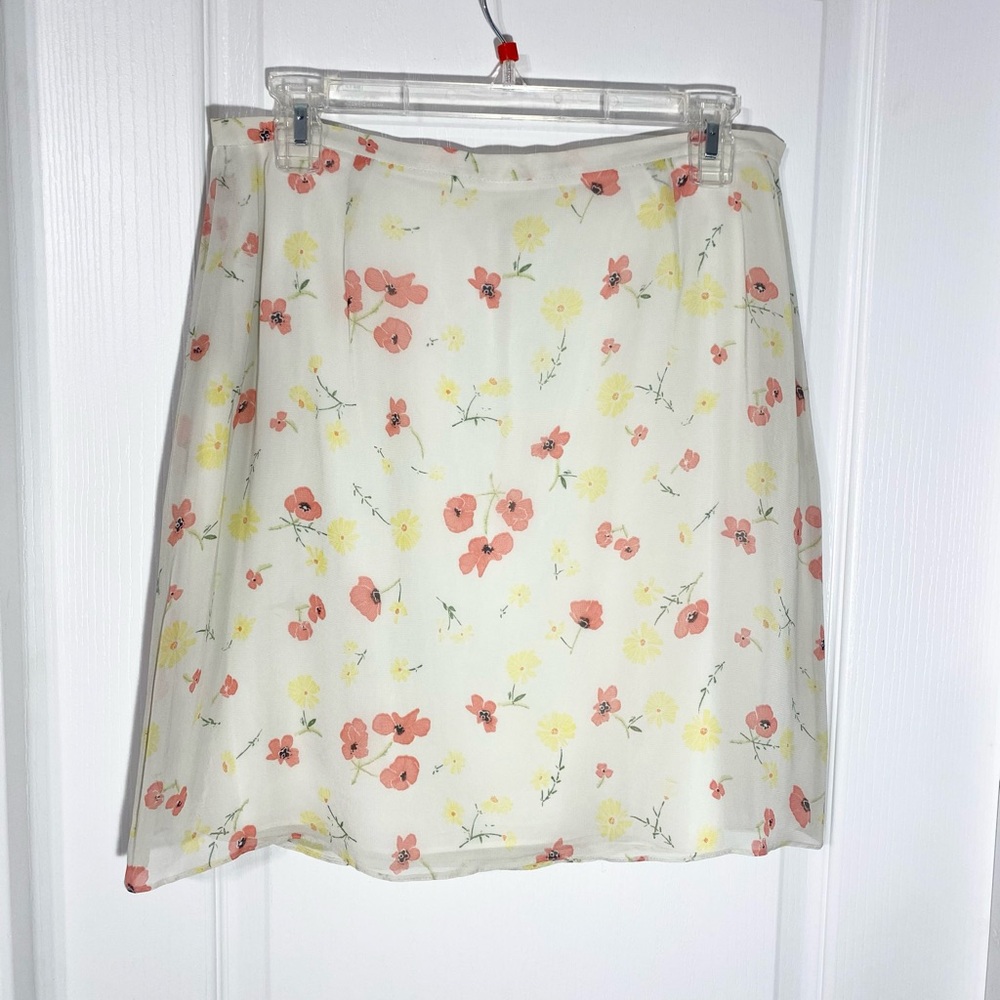 Y2K VTG J.Crew Floral Mini Skirt Pink Yellow Size 12